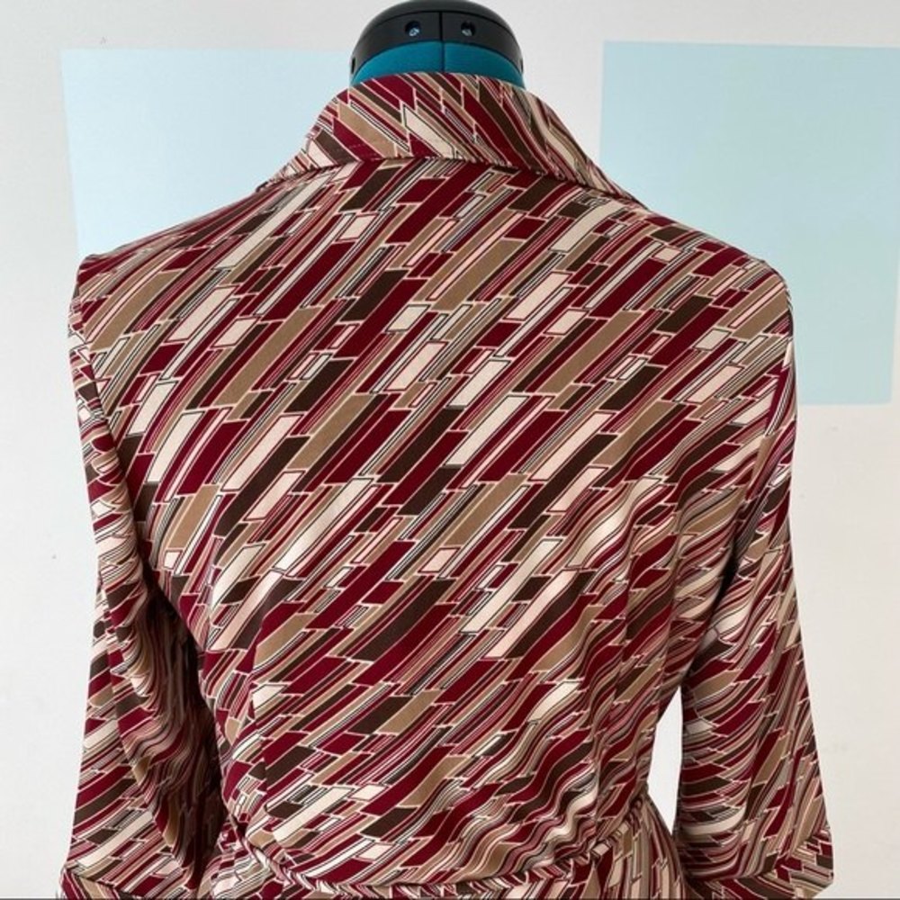 Mossimo Retro Print Shirt Dress size 6 Red Brown pattern 70s vibe - Picture 6 of 14